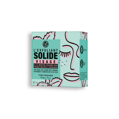 Твердый Эксфолиант для Лица с Перечной Мятой БИО - Для комбинированной и жирной кожи, 75 г