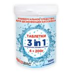 Средство для бассейна Таблетки Универсал 3 в1 (хлор, альгицид, коагулянт) 800 г BIOBAK BP-MT800