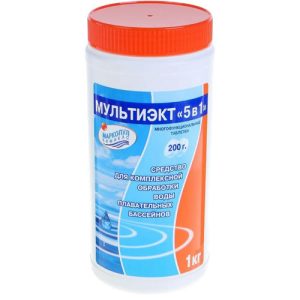 Средство для бассейна Маркопул Кемиклс, МультиЭкт 5 в 1, М65, 1 кг, универсальное