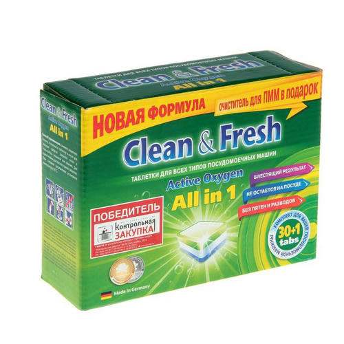 Таблетки Clean&Fresh 5 в 1 для ПММ 30 таблеток