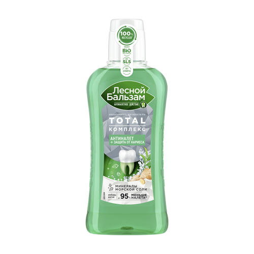 Ополаскиватель для полости рта ЛЕСНОЙ БАЛЬЗАМ TOTAL комплекс минералы морской соли имбирь матча, 400мл — изображение 2