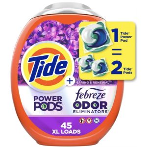 Капсулы для стирки универсальные Tide Power Pods Febreze Odor Eliminators + Lasting Freshness Spring & Renewal, 45 штук
