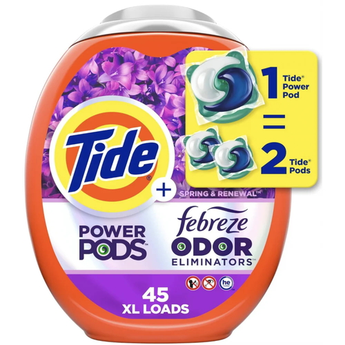 Капсулы для стирки универсальные Tide Power Pods Febreze Odor Eliminators + Lasting Freshness Spring & Renewal, 45 штук