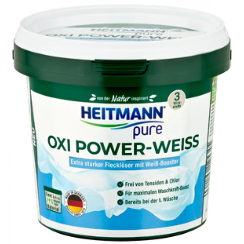 Кислородное средство для удаления Пятно + усилитель для стирки HeitmannNatur Pure Oxi Power WEISS, 500г