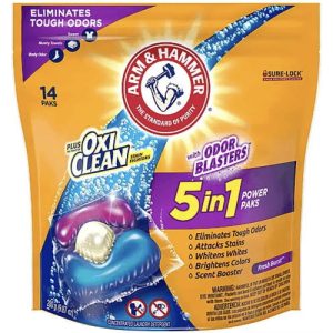 Капсулы для стирки Arm & Hammer Plus Oxiclean with Odor Blasters, 5-in-1 Power Paks 14 капсул