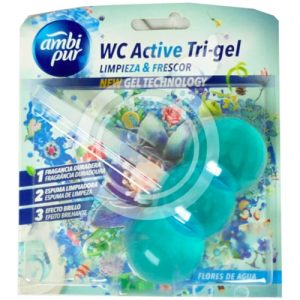 Гелевая подвеска для освежения туалета Ambi Pur WC Active Tri-gel Водяная лилия, 45 г