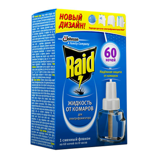 Жидкость для электрофумигатора Raid от комаров 60 ночей сменный флакон 1 шт