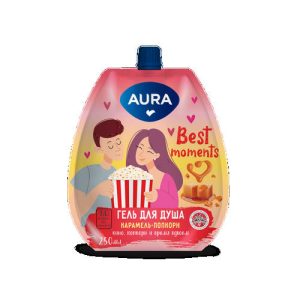 Гель для душа Aura Best Moments Карамель и попкорн, дой-пак, 250 мл