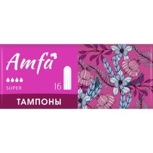 Тампоны женские гигиенические Amfa super, без аппликатора, 16 штук