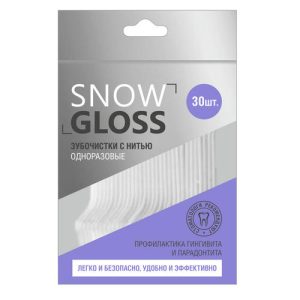 Одноразовые зубочистки SnowGloss с нитью, 30шт