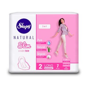 Sleepy Natural Прокладки женские гигиенические Long, 7шт, 10х9см