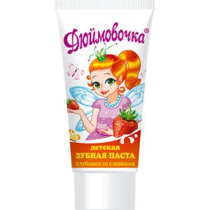 Детская зубная паста Дюймовочка Клубника со сливками, 75г