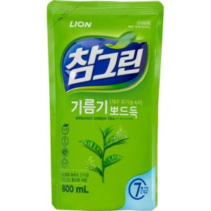 LION Средство для мытья посуды, овощей и фруктов 'CHAMGREEN' Зеленый чай, мягкая упаковка, 800 мл
