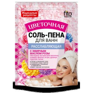 Соль для ванн Народные рецепты цветочная с пеной, расслабляющая, 200гр