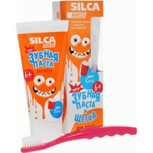 Набор детский Silcamed зубная паста со вкусом колы 65мл + щетка