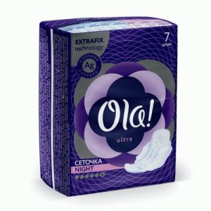 Прокладки OLA! Ultra Night 7шт с ионами серебра бархатистая сеточка