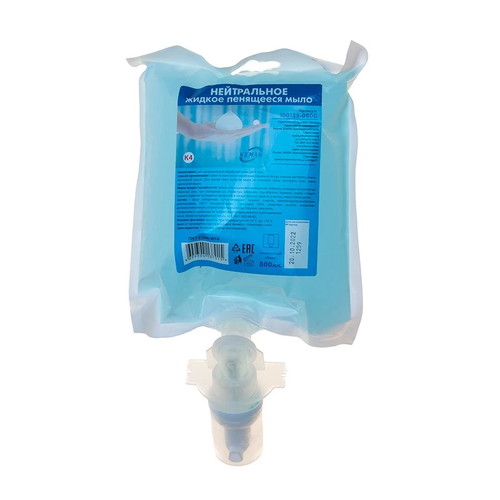 Расходники Кеман: Мыло жидкое пенящееся 800 мл нейтральное в картридже бирюзовое К4