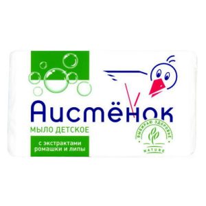 Мыло туалетное: ДЕТСКОЕ 70г АИСТЕНОК ромашка и липа