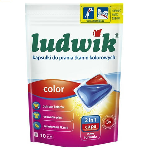 Гелевые капсулы Ludwik Color для стирки цветных вещей 2 в 1