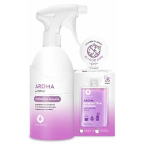 Освежитель воздуха AROMA емкость 500 мл + 2 капсулы концентрата алоэ вера по 50 мл DutyBox Grass