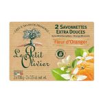 Мыло экстранежное, с экстрактом цветка апельсина, Le Petit Olivier 2 extra mild soap bars-Orange blossom