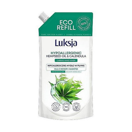 Жидкое мыло с маслом конопли и календулы, Luksja Hypoallergenic Hempseed Oil & Calendula Caring Hand Wash (дой-пак)