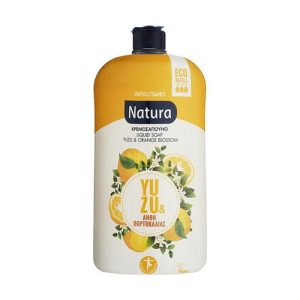 Жидкое мыло "Юдзу и апельсиновый цвет", Papoutsanis Natura Liquid Soap Bottle Refill Yuzu & Orange Blossom (сменный блок)