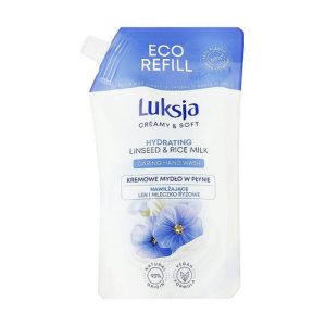 Жидкое крем-мыло "Лен и рисовое молочко", Luksja Creamy & Soft Hydrating Linseed & Rice Milk Caring Hand Wash (дой-пак)