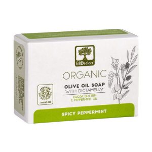 Натуральное оливковое мыло с маслом какао и мятой, BIOselect Pure Olive Oil Soap Cocoa Butter & Mint