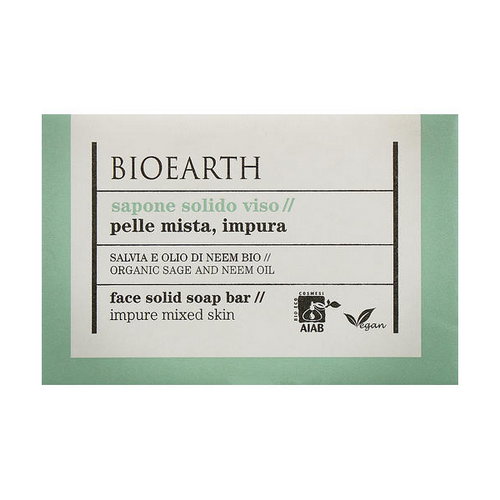 Мыло для рук и тела "Шалфей и ним", Bioearth Sage & Neem Face Solid Soap Bar