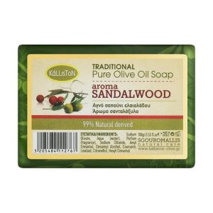 Традиционное мыло с оливковым маслом "Сандаловое дерево", Kalliston Traditional Pure Olive Oil Soap With Aroma Sandalwood