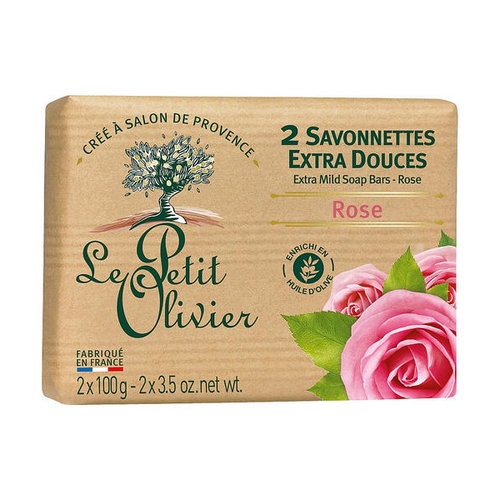 Мыло экстранежное, с экстрактом розы, Le Petit Olivier 2 extra mild soap bars-Rose — изображение 2