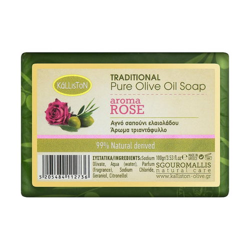 Традиционное мыло из оливкового масла с ароматом розы, Kalliston Traditional Olive Oil Soap