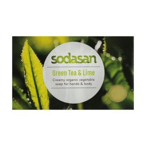 Органическое мыло "Зеленый чай-Лайм" для лица, антибактериальное, Sodasan