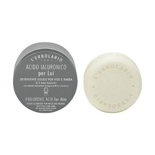 Мыло для лица и бороды с гиалуроновой кислотой, L'Erbolario Solid Cleanser Face and Beard Hyaluronic Acid for Him
