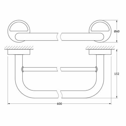 Штанга для полотенца двойная 60 см, хром, FBS — изображение 2