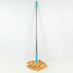 Швабра для мытья пола с отжимом Доляна, насадка из микрофибры, телескопическая стальная ручка 80-124 см, цвет МИКС