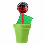 Щётка для посуды + губка на подставке Ladybug