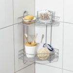 Полка для ванной угловая 2-х ярусная, 21,5x21,5x39 см, цвет хром