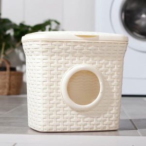 Контейнер для стирального порошка с иллюминатором 10 л Ротанг, цвет слоновая кость