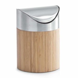 Мусорное ведро настольное 12х17 см, бамбук, металл