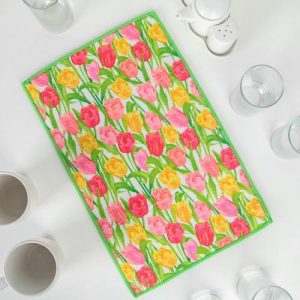 Коврик для сушки посуды Доляна «Тюльпаны», 25x40 см, микрофибра