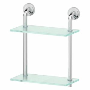 Полка двухъярусная, ширина 30 см, матовое стекло, хром