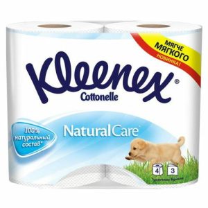 Туалетная бумага Kleenex Natural Care, 3 слоя, 4 рулона