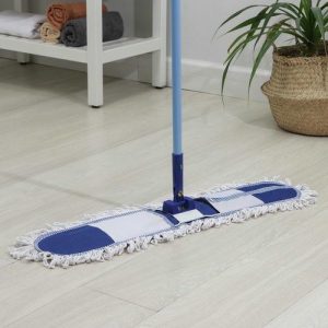 Швабра для мытья пола плоская Доляна, металлическая ручка 112 см, насадка х/б