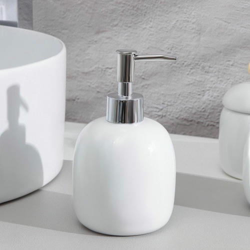 Набор аксессуаров для ванной комнаты SAVANNA Monro, 4 предмета (мыльница, дозатор для мыла 450 мл, стакан, баночка), цвет белый — изображение 2