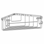 Угловая полочка-решётка с крючками, ширина 16 см, хром