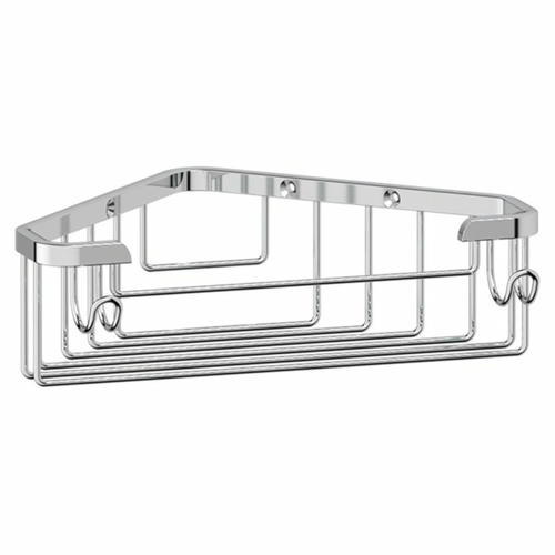 Угловая полочка-решётка с крючками, ширина 16 см, хром