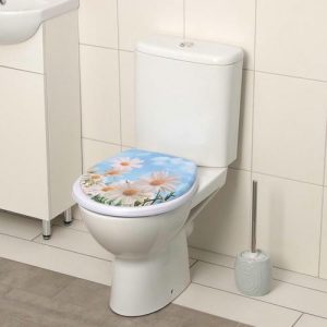 Сиденье для унитаза с крышкой Доляна «Ромашки», 42x36,5 см