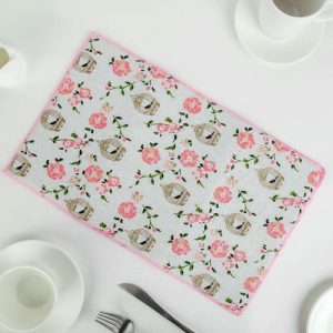 Коврик для сушки посуды Доляна «Птичка в клетке», 25x40 см, лён